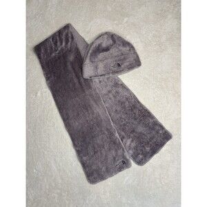 The North Face Women’s Fleece Beanie And Scarf Gray OS Winter Warm Soft